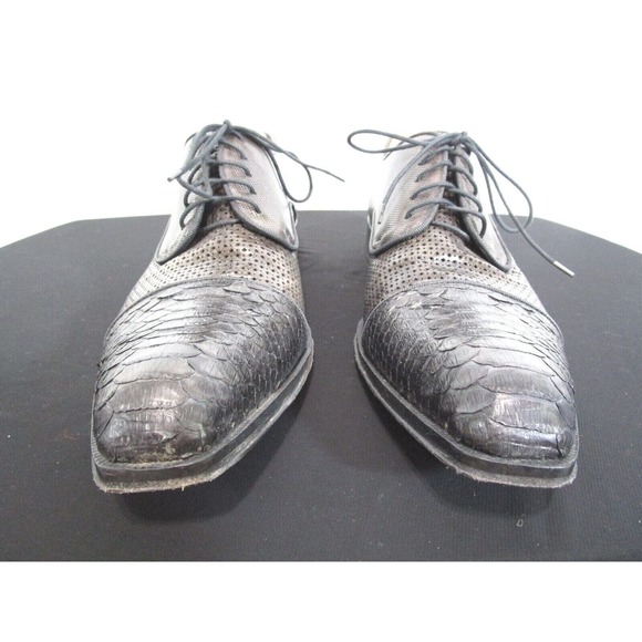 EUC! Jo Ghost Italy Dark Gray Lace Up Python Cap Toe Oxford Shoes Men 43EU/10US - Picture 4 of 11